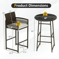 thumbnail image 3 of Gymax 3 Piece Wicker Patio Bar Set w/ 2 Seat Cushions Glass Tabletop for Backyard, 3 of 6