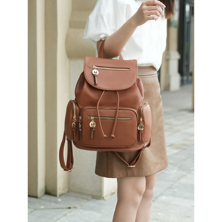MKF Collection Ivanna Vegan Leather Women s Oversize Backpack by Mia K Brown