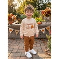 thumbnail image 6 of BemeyourBBs Toddler Baby Boys Thanksgiving Outfit Newborn Baby Boy Fall Winter Clothes Infant Long Sleeve Letter Turkey Embroidery Sweatshirt Tops and Drawstring Jogger Pants Set, 6 of 9