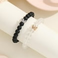 thumbnail image 3 of Tnobhg 2Pcs Handmade Crown Beaded Charms Bracelet Luminous Heart Glow in The Dark Elastic Couple Bracelet Men Women Lover Gift, 3 of 7
