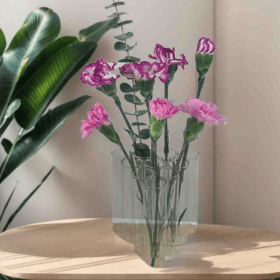 Set Of 10 Triangular Shaped Tube Glass Vases For Elegant Home Decor