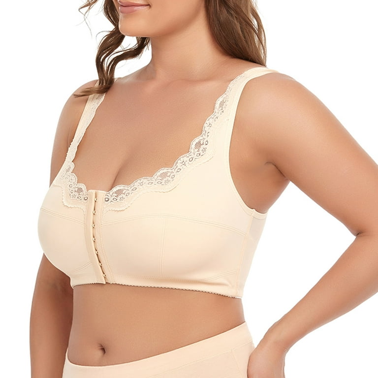 YWDJ Bras for Women No Underwire Plus Size Front Closure Front Clip Zip  Front Front Snap Lace Front Hook Front Close for Full Figured Women Lightly