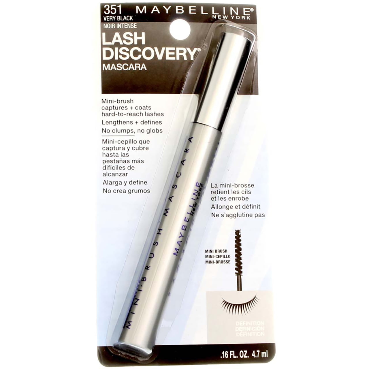 Maybelline Lash Discovery Washable Mascara, Very Black 351, 0.16 fl oz