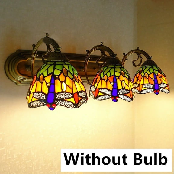 MONIPA 3-Head Wall Lights Vanity Fixtures Stained Glass Lampshade