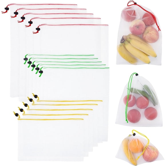 Bolsas de Productos de Bolsa Reutilizables, Bolsa de 15: Lavables, Transparentes, Inodoras, Ecológicas
