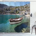 thumbnail image 1 of Ambesonne Croatia Shower Curtain, Tranquil Scene Boat on Bay, 69"Wx84"L, Multicolor, 1 of 3