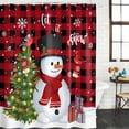 thumbnail image 2 of Red Snowman Christmas Shower Curtain, Waterproof Shower Curtains for Bathroom, Xams Tree Snowflake Gifts Winter Plaid Washable Fabric Bathtub Curtain Set Bath Decor with 12 Hooks 48"x72", 2 of 8
