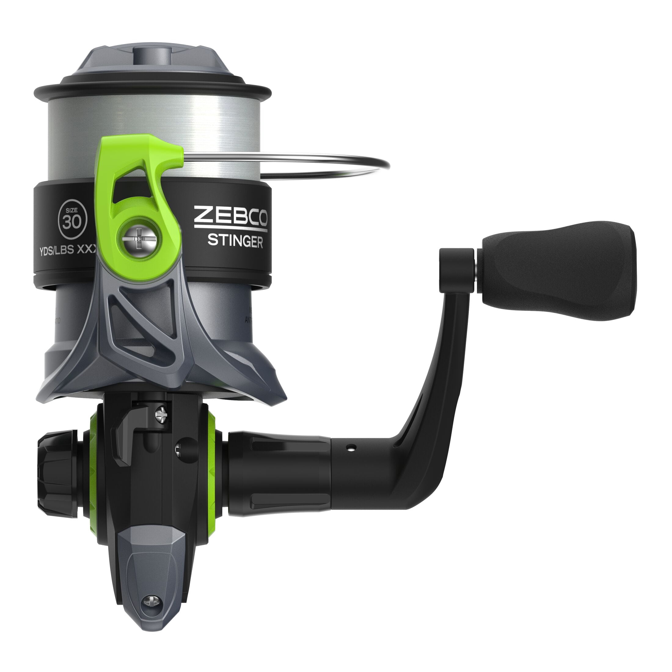 Zebco Stinger Spinning Fishing Reel, Size 30, 5.1:1 Gear Ratio, 1+1 Bearings, 10-Pound Line (Clam Packaging)