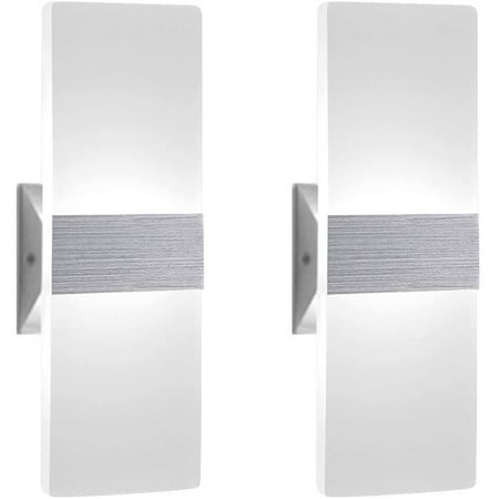 

Modern Wall Sconce 12W Set of 2 LED Wall Lamp Cool White Acrylic Material Hardwired Wall Mounted Wall Lights