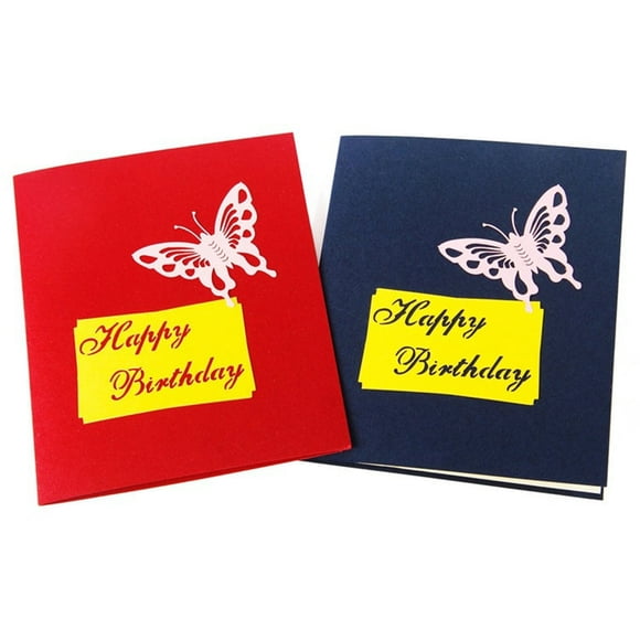 HLONKPremium Papercraft 3D Up Birthday Greeting Cards Creative Gift Cards with Birthday Cake Design (Blue)