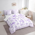 thumbnail image 2 of Erosebridal Teens Romantic Roses Bowtie Bedding Comforter Set 7 Pieces,Girls Purple Floral Bow Knot Full Bedding Set,Microfiber Bedroom Decor, 2 of 6