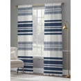 thumbnail image 5 of Navy Blue Striped Semi Sheer Curtains 108 Inch Length 2 Panels Set, Farmhouse Geometric Stripe Sheer Kitchen Curtain Privacy Voile Window Curtain for Living Room Bedroom Rod Pocket Drapes, 5 of 7