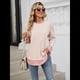 thumbnail image 5 of Sudadera de Mujer de Larga con Cuello Redondo y Rayas para Otoño. Rosa y XXL, 5 of 10