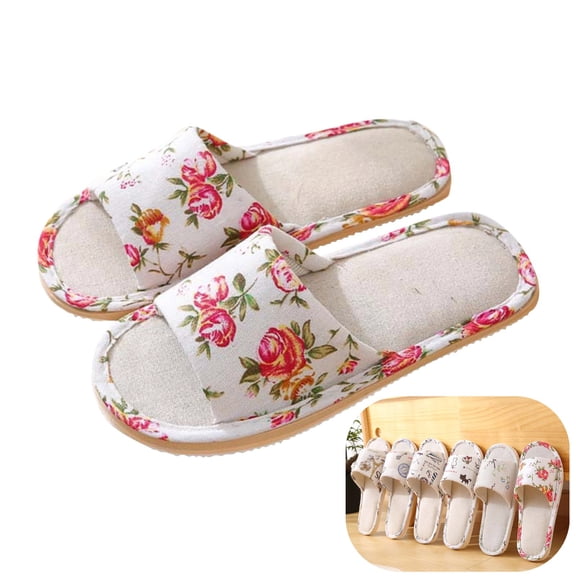 IEMIEMIEM House Slippers for Women Memory Foam Summer Slides Indoor Bedroom Sandal Shoes Open Toe Washable Non-Slip Shower Slippers 6.5-7 wide