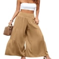 thumbnail image 3 of POINTERTECK Pantalons Larges Amples pour Femmes Taille Haute Couleur Unie Coupe Décontractée Plissée, 3 of 7