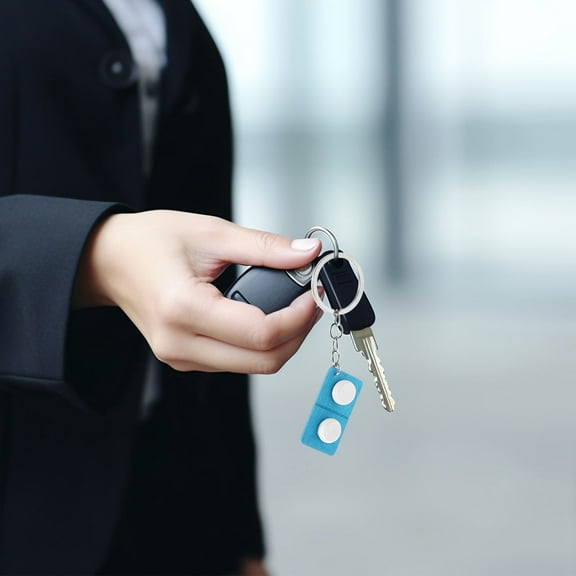OUNONA SkyBlue Wooden Simulation Pill Keychain Pendant Unique Charm Gift for Decoration and Accessories