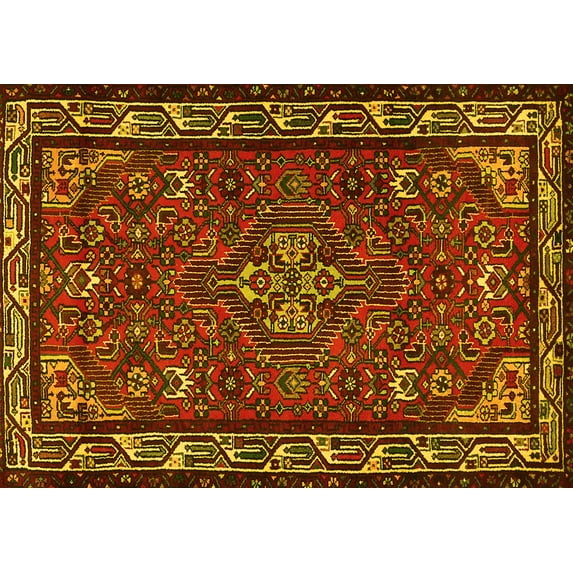 Ahgly Company Indoor Rectangle Persian Yellow Traditional Area Rugs, 7' x 9'