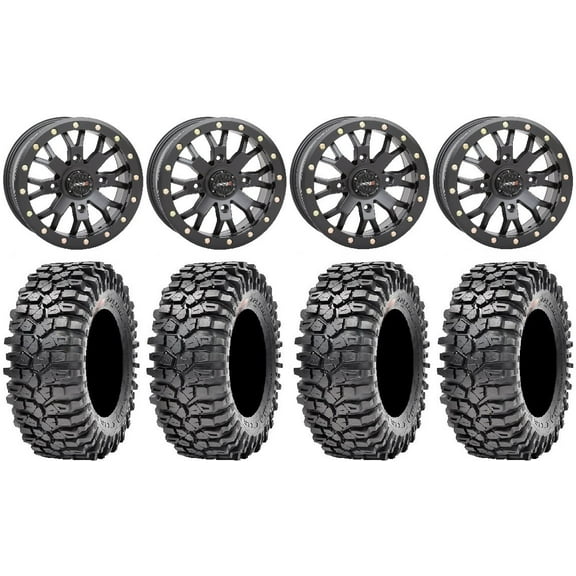 System 3 SB-4 Black (4 3) 15" Wheels 32" Roxxzilla Tires Can-Am Commander Maverick Renegade Outlander Defender