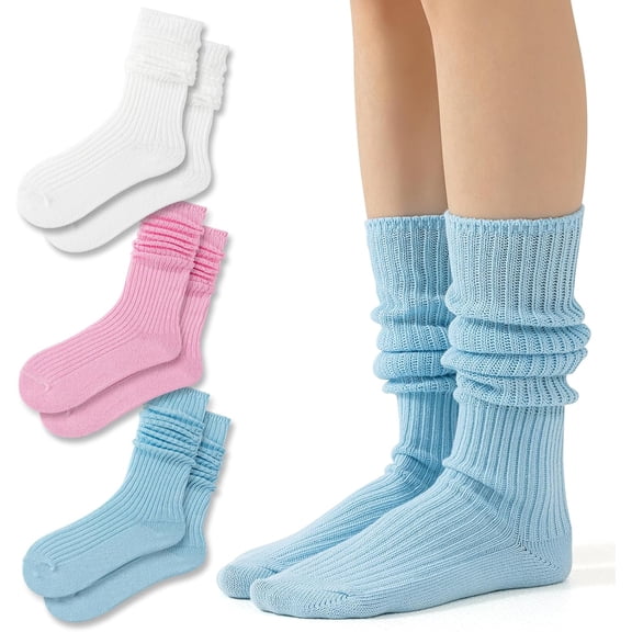CoCoMangos Slouch Socks Pack For Women 80s Retro Scrunch Knee High Socks Long Slouchy Stacked Ribbed Boot Socks for Women Girls