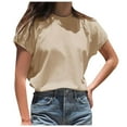 thumbnail image 3 of Top para mujer,Blusa informal de manga corta para mujer, cuello redondo, poliéster, largo regular, ideal para uso en casa y oficina, sopatenor, 3 of 8
