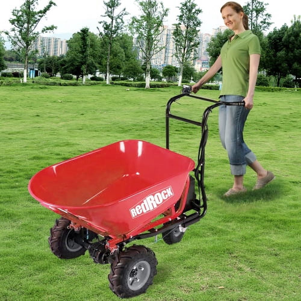 Wheelbarrow Utility Cart Electric Powered 48V28Ah 500W AGM Battery 500lbs (230kg) Max and 6 cu.ft. of Cubage Material Debris Hauler Capacity Barrel Dump