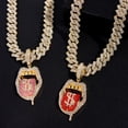 thumbnail image 2 of Iced Out Bling Rhinestone Hip Hop Dollar Tongue Pendant Necklace for Men and Women with Cuban Link Chain - Stylish Hip Hop Charm Jewelry, 2 of 6