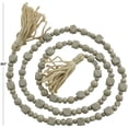 thumbnail image 4 of DecMode Gray Wood Bohemian Garland Décor with Geometric Bead Details and Cream Cotton Tassel, 81"L, 4 of 8