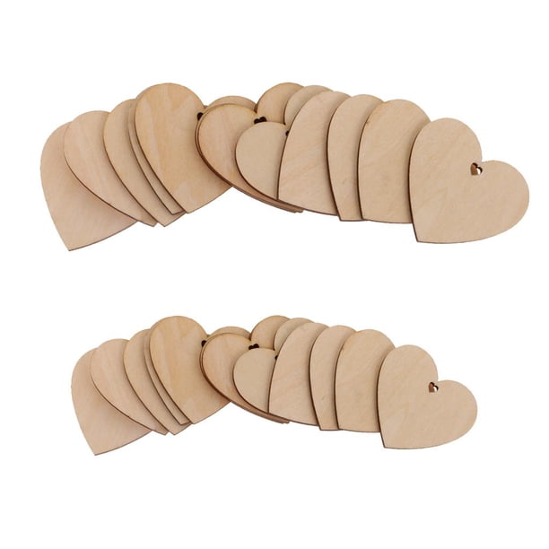 75 Uds 60 / 80mm de Rústica Amor Corazones Rebanadas de Artesanías Etiquetas para Decoración de Bod BLESIY Etiquetas de formas de madera naturales