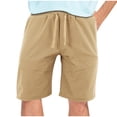 thumbnail image 2 of Sentmoon Cargo Shorts for Men Elastic Waist Straight 2025 Summer Golf Shorts Drawstring Solid Color Breathable Swim Trunks with Pockets Athleisure for Running Workout Beige M, 2 of 7