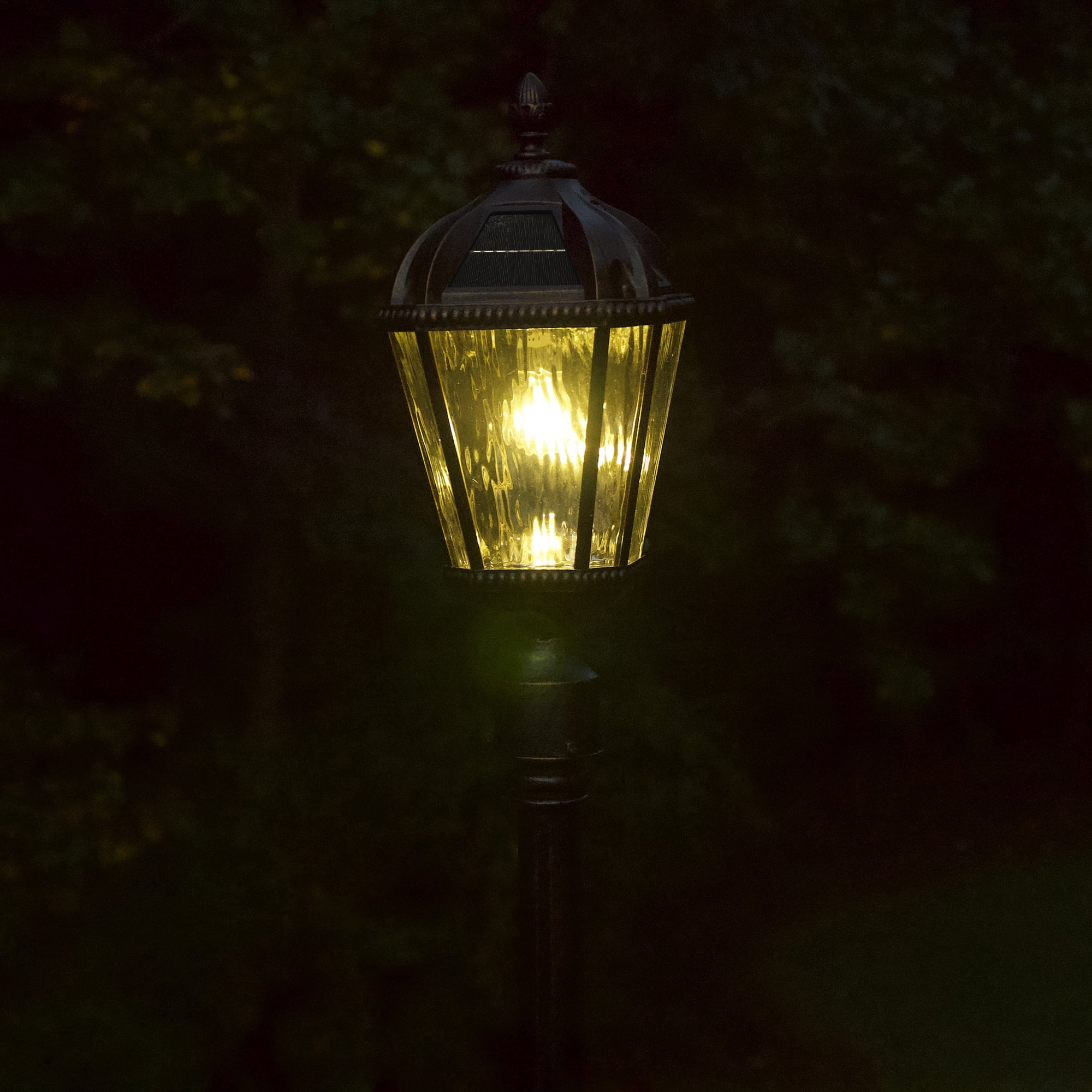 Gama Sonic Outdoor Solar Post Light, Brushed Bronze Finish Aluminum, Royal Bulb, Clear Rainwater Glass, 3-inch Fitter for Lamp Posts or Pier Mount (Sold Separately) 98B112