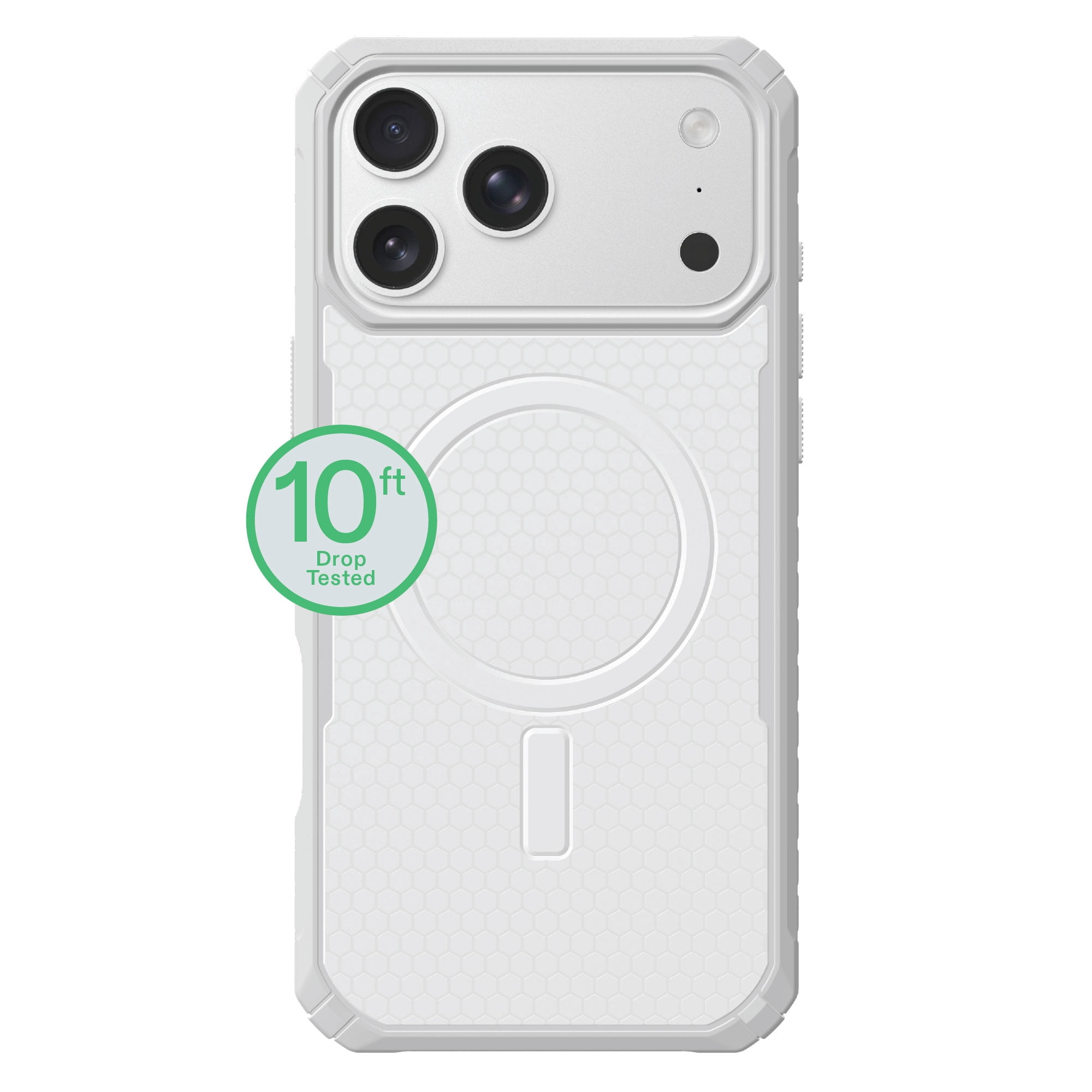 onn Honeycomb Dual-Layer Phone Case for iPhone 18 Pro / 17 Pro, MagSafe Compatible - White