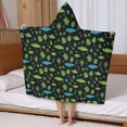thumbnail image 5 of Black Cartoon Crocodiles Leaves Pattern Hooded Bath Towel，50"x30" for Ages 3 To 12 Kids, Quick Dry Lightweight Soft Microfiber Hood Beach Towel Cover Up for Kids, 5 of 7