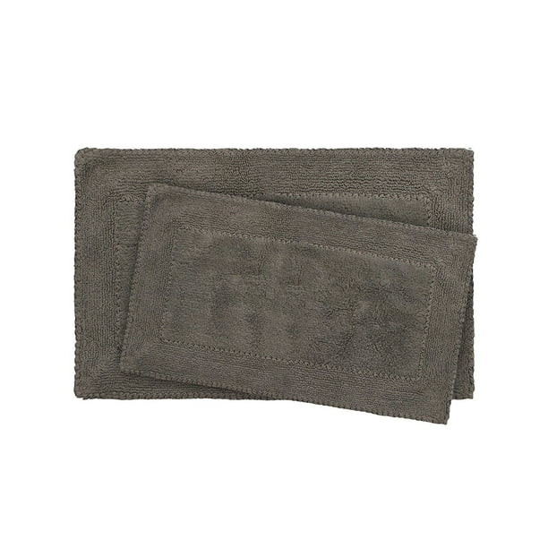 Juego De Alfombras De Baño De 2 Piezas De Algodón Con Volantes Laura Ashley Gris Oscuro