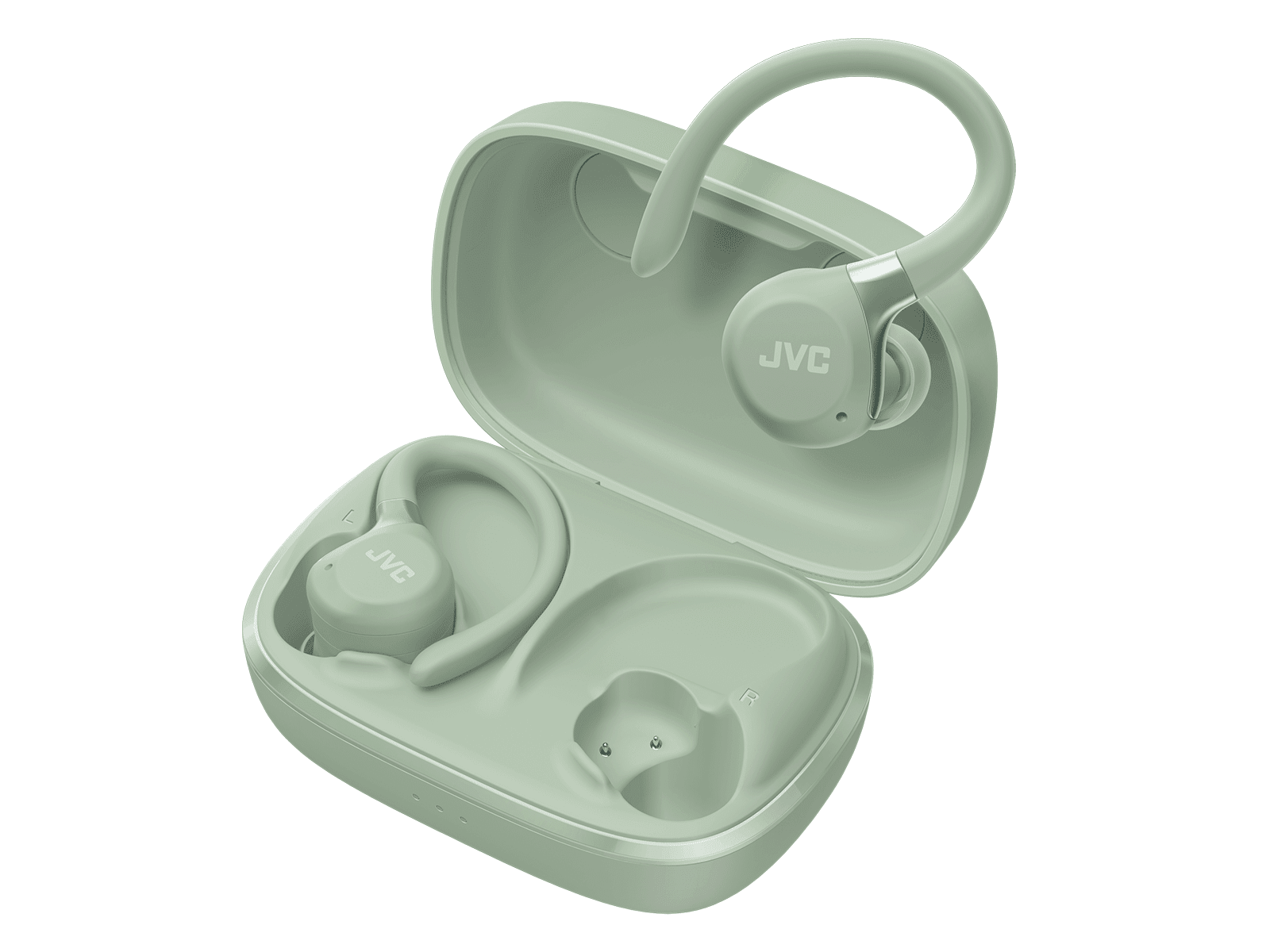 JVC Fitness Series True Wireless Sport Earbuds with Adjustable Hooks, Active Noise Cancelling, Ambient Sound Mode, IP57 Waterproof, 40hr Long Battery Life, App EQ, Low Latency, Mic