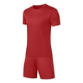 thumbnail image 5 of Men's Short Sleeve Round Neck T-Shirt and Drawstring Pocket Shorts 2 Piece Set for Casual Running Fitness Exercise Beach Outfits Vacation Loungewear Daily Wear | Ihhxva,Red L, 5 of 9