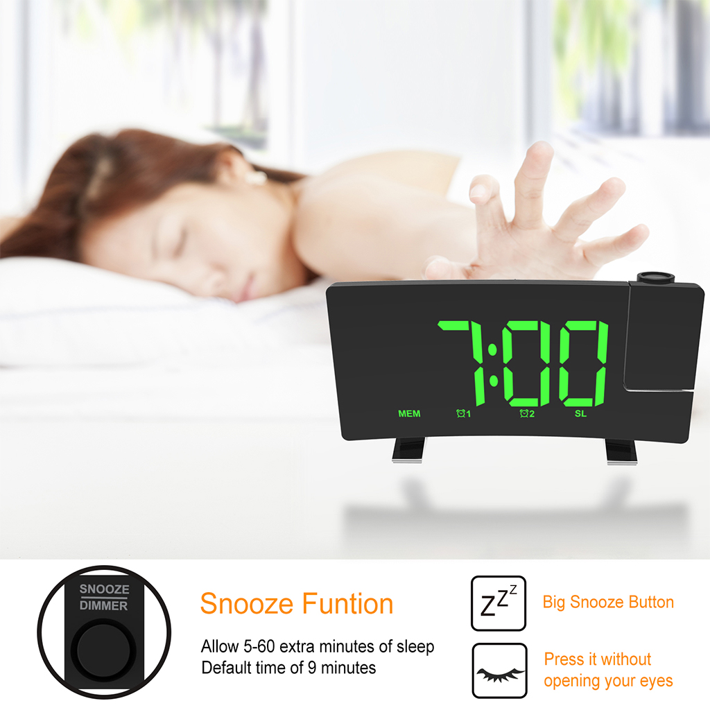 ZENTREE New Projection Atomic Alarm Clock LCD Projector Display Wall Ceiling for Time