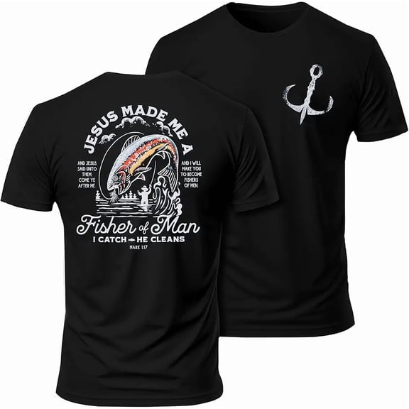 Christian Fisher of Man Trout Graphic for Men Gift for Dad Short Sleeve Casual T-Shirt Tee
