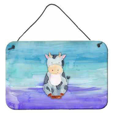 Carolines Treasures BB7412DS812 Cow Watercolor Wall or Door Hanging Prints  8x12 multicolor