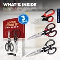 thumbnail image 4 of 3 Pack Kitchen Scissors, Ultra-Sharp Premium Stainless Steel Heavy Duty Kitchen Shears & Multi Purpose Poultry Shears for Chicken, Poultry, Fish, Meat, Vegetables, Herbs, Bottle opener, Nuts Cracker, 4 of 14