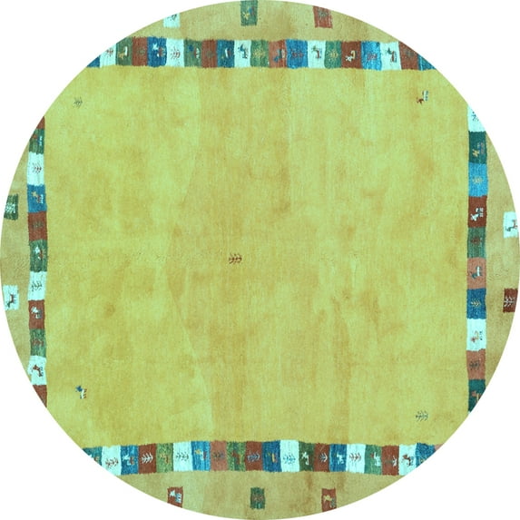 Ahgly Company Indoor Round Abstract Light Blue Contemporary Area Rugs, 7' Round