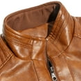 thumbnail image 4 of WULFUL Men's Stand Collar Leather Jacket Motorcycle Faux Leather Jackets Outwear, 4 of 6