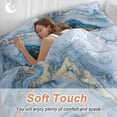 Blue Gradient Marble 4 Piece Duvet Cover Set Queen Size Abstract Gold ...