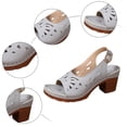 thumbnail image 6 of Rokment Womens Platform High Heels Dressy Sandals 2026 Fashion Hollow out Leather Open Toe Chunky Block Stackable Heeled Adjustable Slingback Dress Summer Shoes for Ladies Grey Size 8, 6 of 8