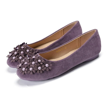 

Cathalem Women Ladies Singles Shoes Flat Shoes Flower Pearl Decoration Casual Shoes Slip On Work Shoes Flat Women Shoes Leopard Purple 8.5