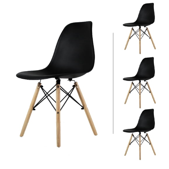 Mundo In Juego de Sillas Negras Eames Oslo para Comedor 4 Piezas