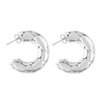 thumbnail image 3 of QNAVIC 100% Oxidized 925 Sterling Silver C Type Open Hoop Earring for Women Bridal Handmade Wedding Textured Jewelry Gift for Brides, 3 of 3