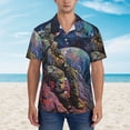 thumbnail image 2 of Sikiie Rainbow Astronaut Space Landscape Print Men's Hawaiian Shirt, Summer Beach Button Pocket Short Sleeve T-Shirt,Large, 2 of 7
