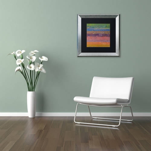 Trademark Fine Art "Pink Line" Canvas Art by Michelle Calkins, Black Matte, Silver Frame