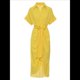 thumbnail image 3 of Vestido Camisero Fruncido de Verano para Mujer, Corta, Solapa, Cuello en V, Fiesta, Cintura Alta, Amarillo L, 3 of 6