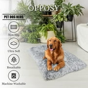 Reyox Large Dog Bed, Plush Dog Cage Bed Fluffy, Washable Dog Mat with Non-Slip Bottom for Large and Medium Dogs,48 x 28 inch